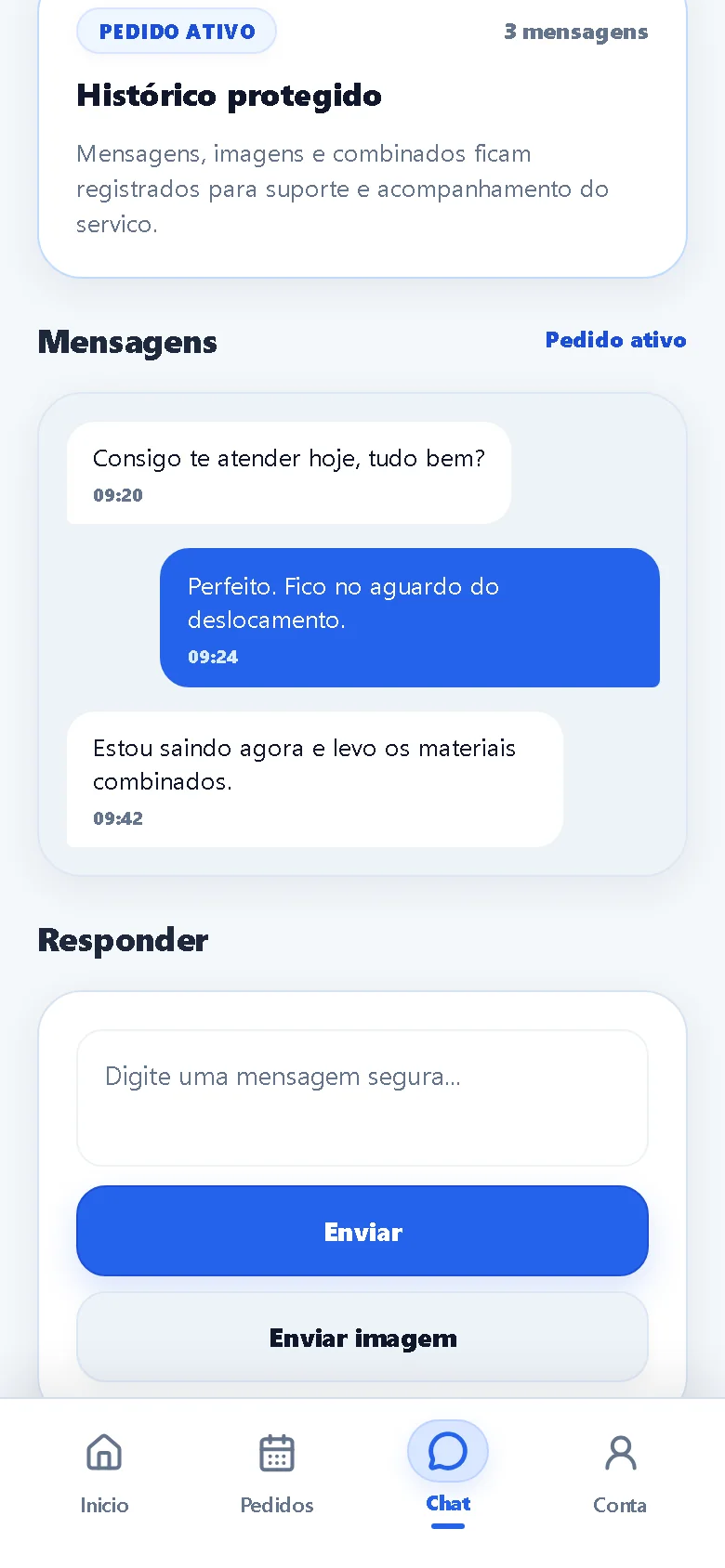 Chat do pedido.